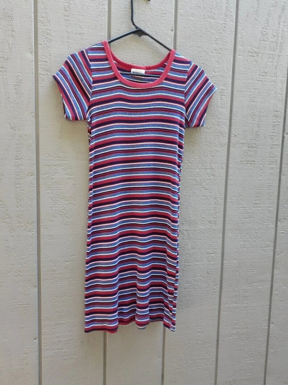 90s Ribbed Dress Xhilaration Striped Mini Skater Ringer Stretchy Rib Knit Grunge